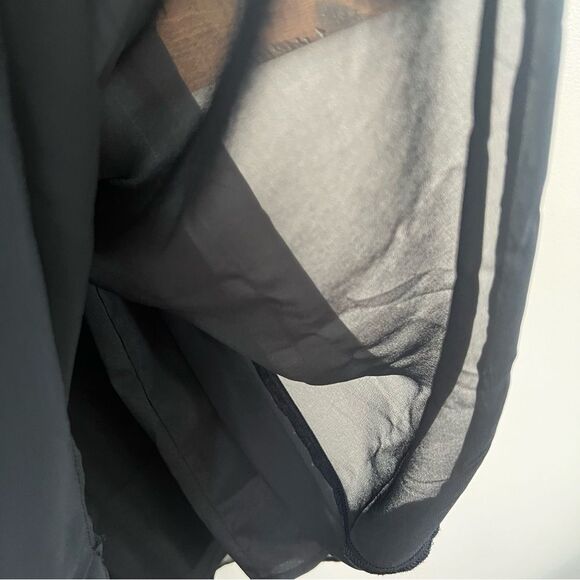 BCBGeneration V Neck Plunge Flutter Sleeve Waterfall Ruffle Mini Black Dress - Picture 7 of 12